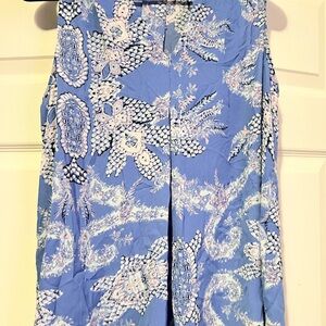 Blue Floral Sleeveless Top